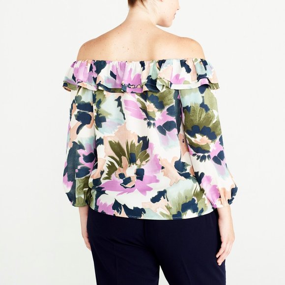 NWT Womens Size Small J. Crew Mercantile Floral Print Convertible Ruffle Top - Picture 2 of 4